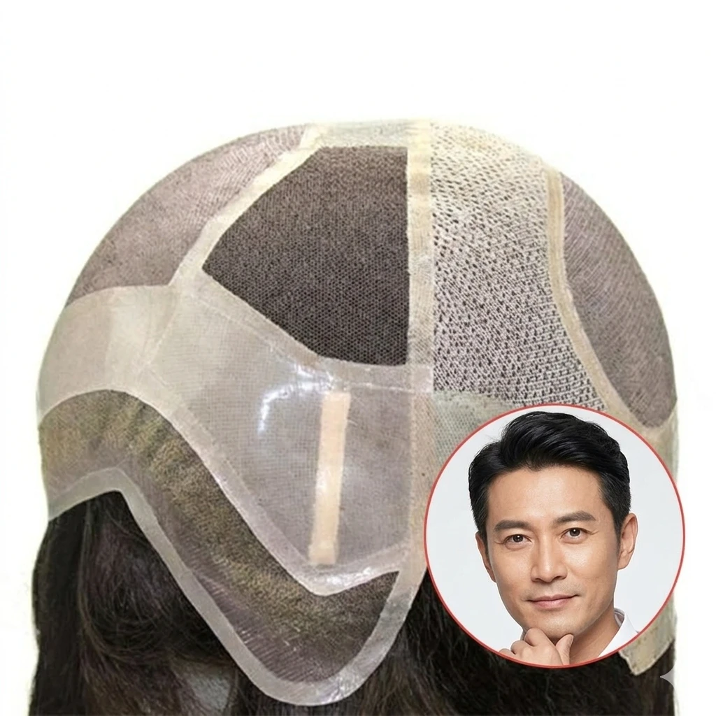 HHB Men's Full Cap Hair System With Anti-slip Silicon