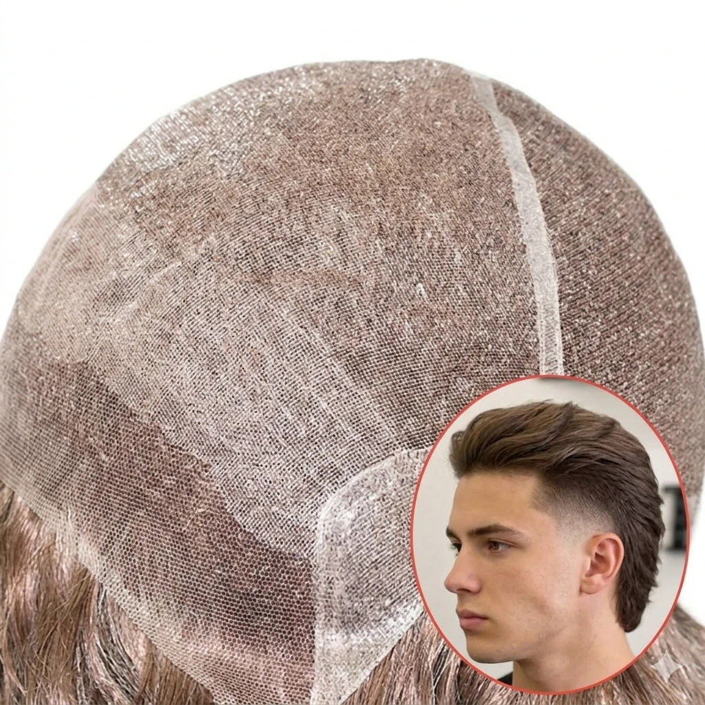 HHB Monofilament Hair Piece for Men With Lace Front
