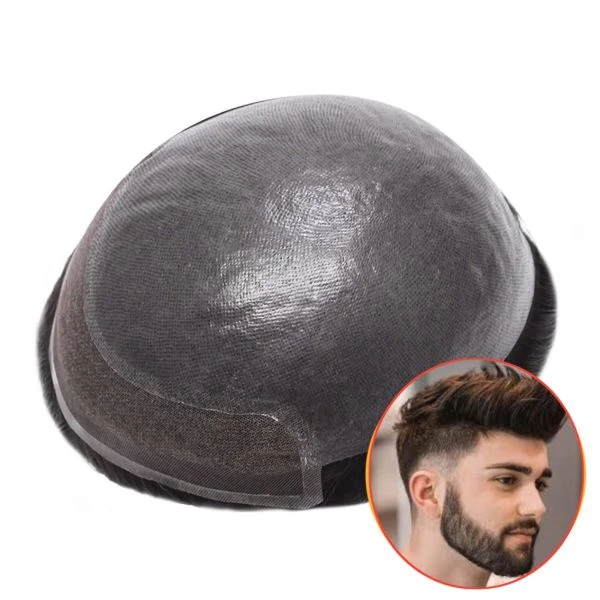 HHB Men's Lace Front Hairpiece. 0.08 mm Super Thin Skin