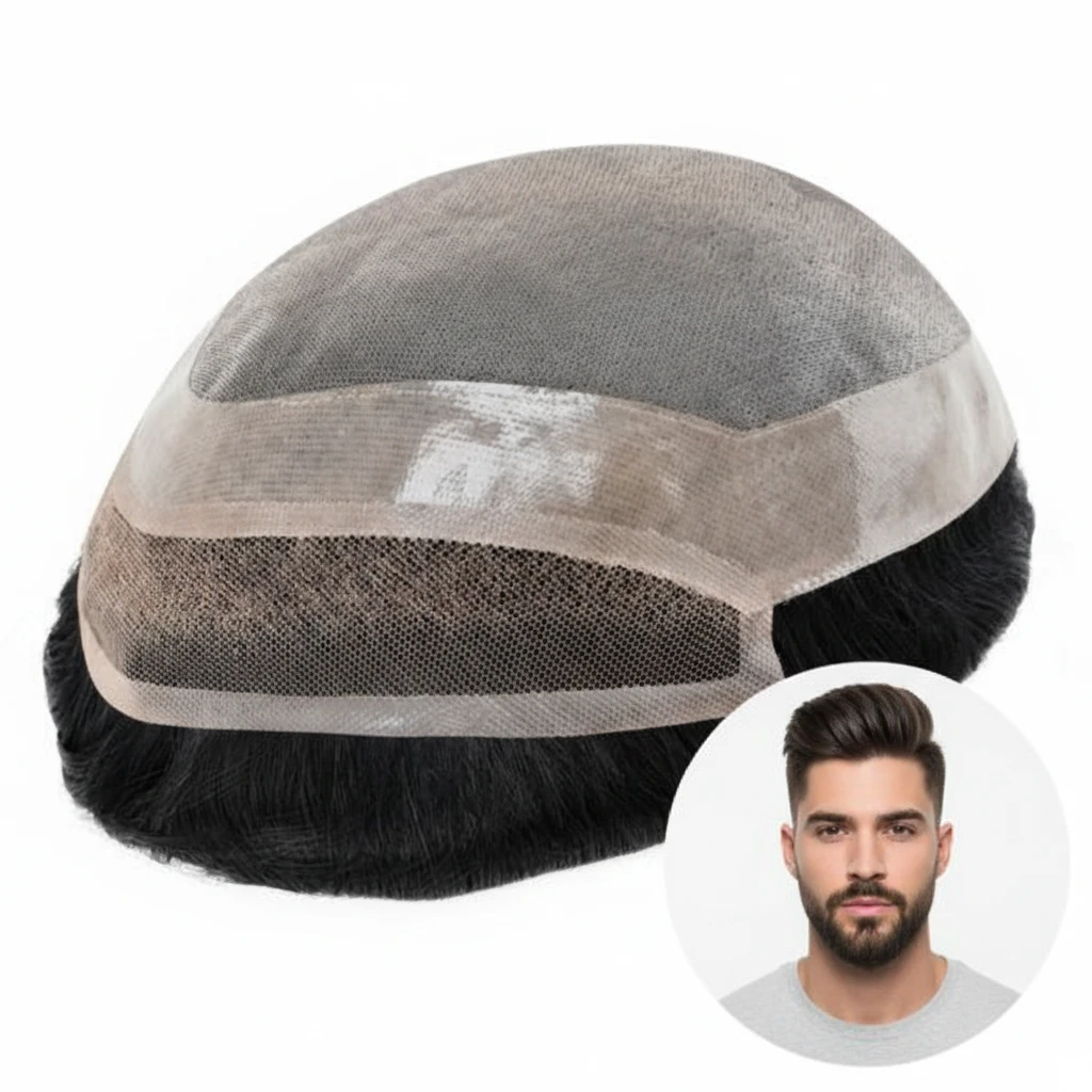 HHB Fine Mono Base Hair System With PU and Swiss Lace