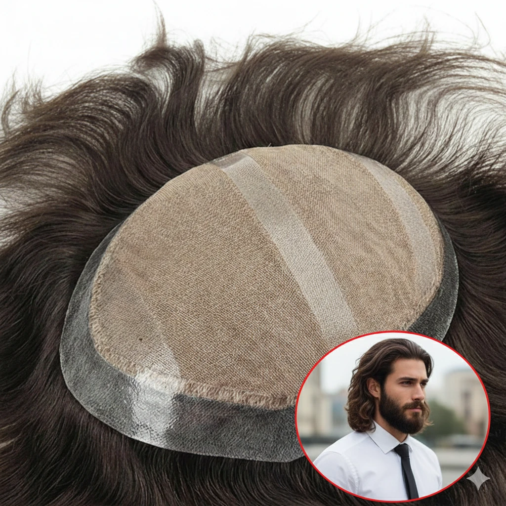 HHB Silk Top Toupee with Injected Skin all Around