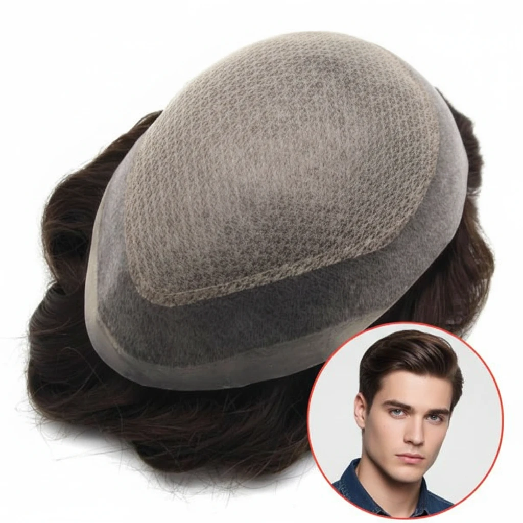 HHB Diamond Lace Base with Injected PU Around Hair System For Men